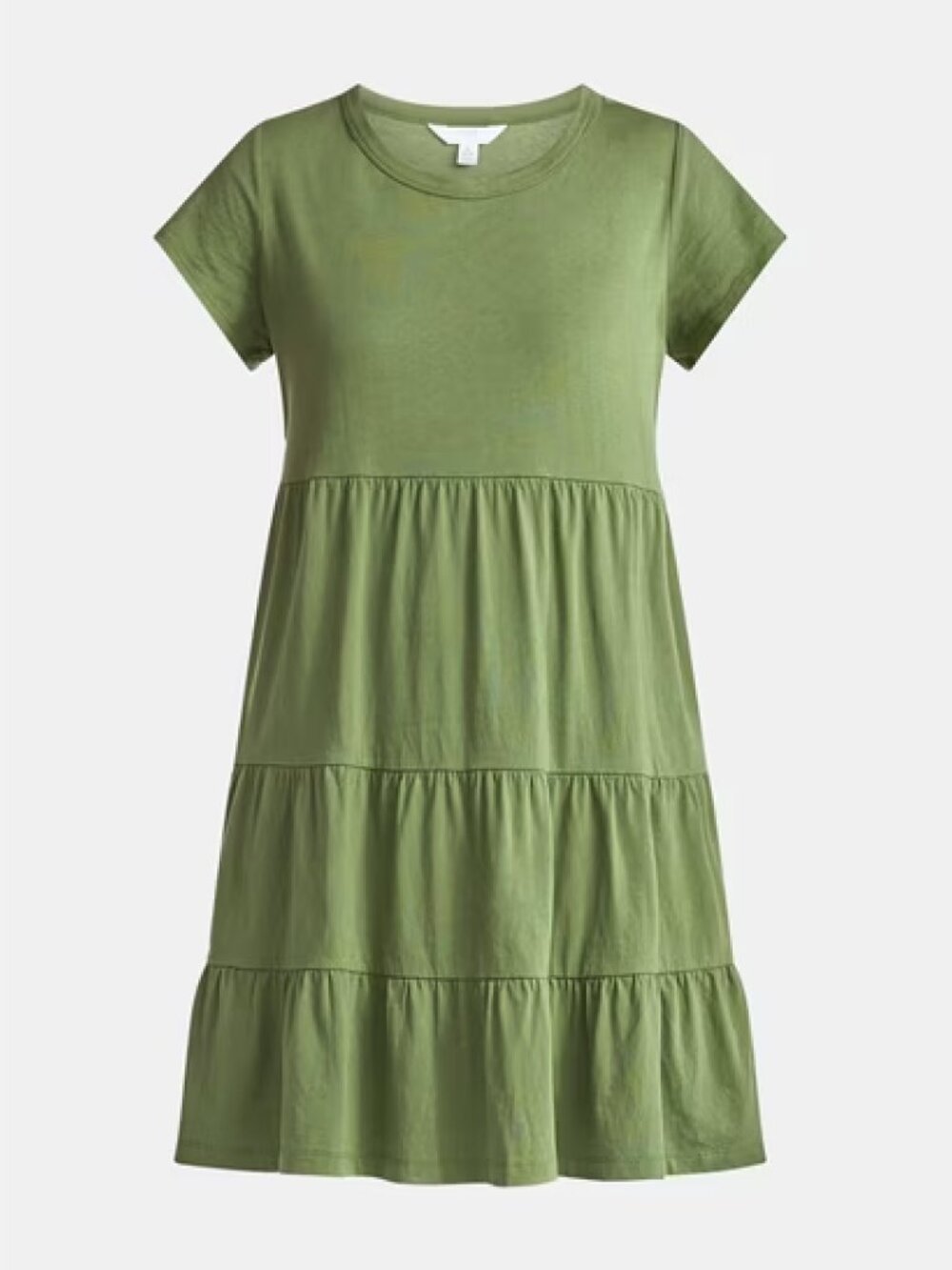 Time and Tru Tiered Cotton Mini Dress – Size Small – Olive Green